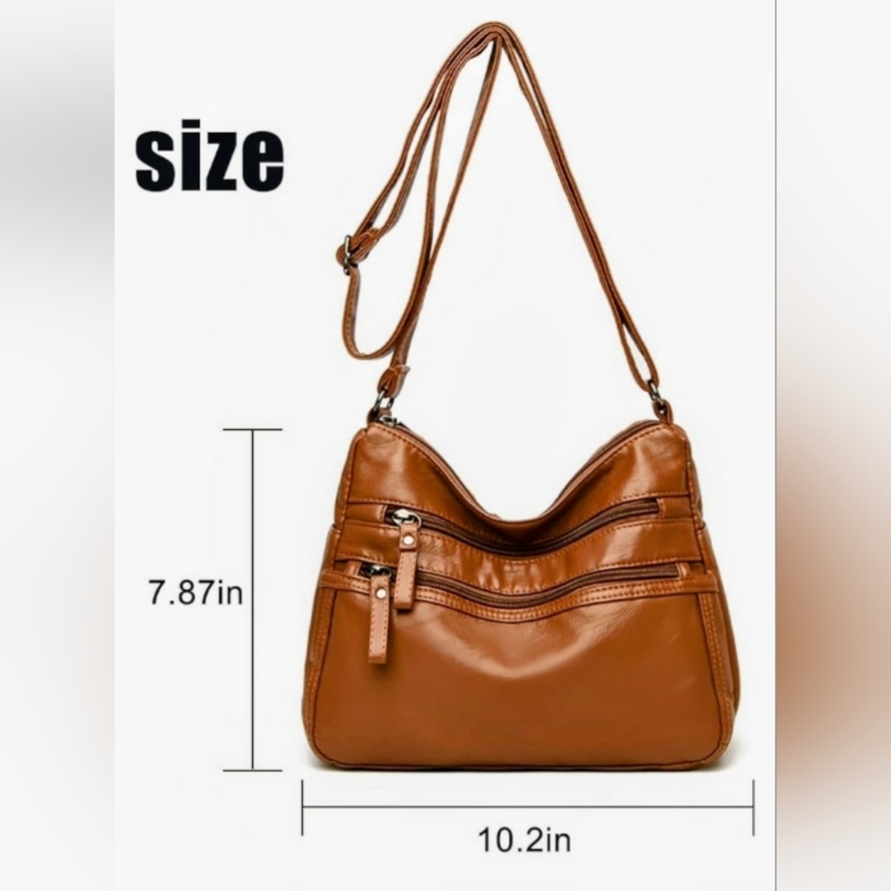 Elegant Brown  Crossbody or Shoulder Bag Vegan Leather - Picture 2 of 8